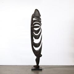 Male Yipwon Figural Carved Wood Sculpture on Stone Base - 4162211