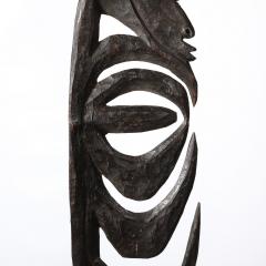 Male Yipwon Figural Carved Wood Sculpture on Stone Base - 4162214