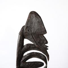 Male Yipwon Figural Carved Wood Sculpture on Stone Base - 4162228