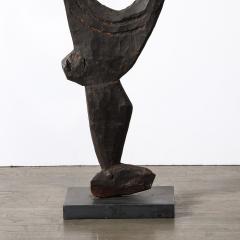 Male Yipwon Figural Carved Wood Sculpture on Stone Base - 4162231