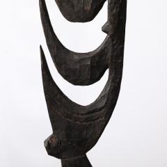 Male Yipwon Figural Carved Wood Sculpture on Stone Base - 4162234