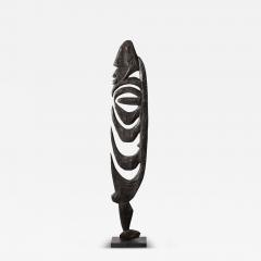 Male Yipwon Figural Carved Wood Sculpture on Stone Base - 4164736