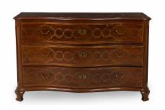 Maltese Continental Rosewood and Brass Inlaid Serpentine Commode - 4169426