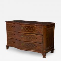 Maltese Continental Rosewood and Brass Inlaid Serpentine Commode - 4186176