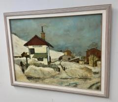 Manes Lichtenberg Winter Landscape in Arlberg Oil on Canvas Painting Signed - 3488874