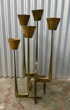 Manfred Bergmesiter 1960s Large Gilt Bronze Brutalist Candelabra by Manfred Bergmeister - 3922020