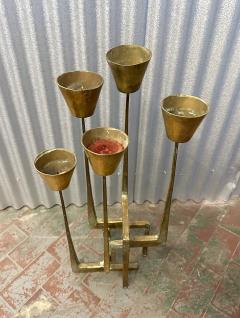 Manfred Bergmesiter 1960s Large Gilt Bronze Brutalist Candelabra by Manfred Bergmeister - 3922025