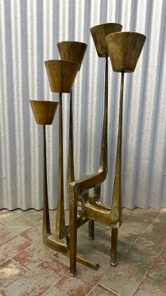 Manfred Bergmesiter 1960s Large Gilt Bronze Brutalist Candelabra by Manfred Bergmeister - 3922029