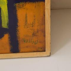 Manolo Valdes Mid Century Abstract Expressionist Cubism Art in Orange Black VALDES 1961 SPAIN - 1464322