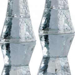 Mantorp Glasbruk Pair of Brutalist table lamps in textured and cast crystal by Mantorp Glasbruk - 1165686