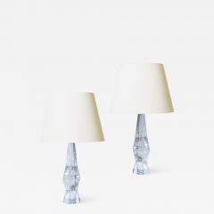 Mantorp Glasbruk Pair of Brutalist table lamps in textured and cast crystal by Mantorp Glasbruk - 1167077