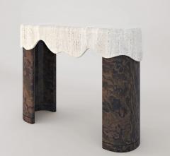 Marble Balloon Contemporary Middle Eastern Melt Travertine Console Table - 4613211