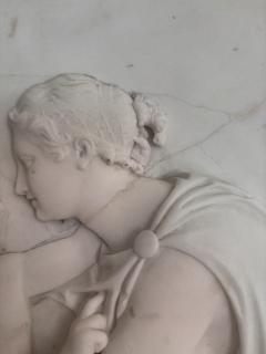 Marble Bas Relief Roundel of Venus Binding Cupid s Wings Signed I STRACK  - 4756501