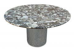 Marble Table with Chromed Steel Base and Spotted Top - 2851781