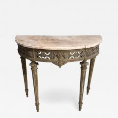 Marble Top Demilune Side Table Console circa 1780 poque Louis XI Painted - 1475370