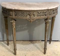 Marble Top Demilune Side Table Console circa 1780 poque Louis XI Painted - 2977023