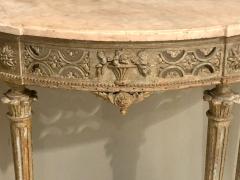 Marble Top Demilune Side Table Console circa 1780 poque Louis XI Painted - 2977026