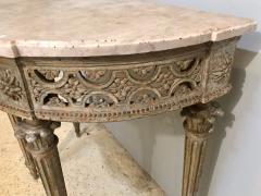 Marble Top Demilune Side Table Console circa 1780 poque Louis XI Painted - 2977028