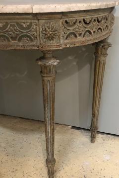 Marble Top Demilune Side Table Console circa 1780 poque Louis XI Painted - 2977031