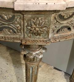 Marble Top Demilune Side Table Console circa 1780 poque Louis XI Painted - 2977032