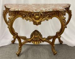 Marble Top Louis XV Style Console Table by Jansen Exquisite Carved Details 1920s - 2921295