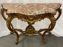 Marble Top Louis XV Style Console Table by Jansen Exquisite Carved Details 1920s - 2921297