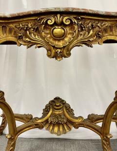 Marble Top Louis XV Style Console Table by Jansen Exquisite Carved Details 1920s - 2921303