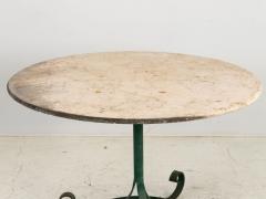 Marble Topped Garden or Pub Table with Green Iron Base French 20th c  - 3556954