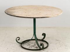 Marble Topped Garden or Pub Table with Green Iron Base French 20th c  - 3556956