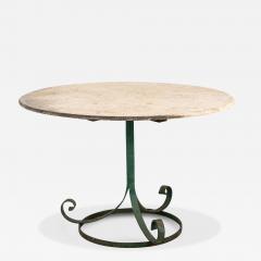 Marble Topped Garden or Pub Table with Green Iron Base French 20th c  - 3560967