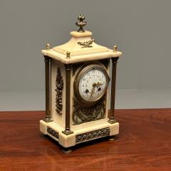 Marble and Bronze French Mantle Bracket or Table Clock France Signed - 3398020