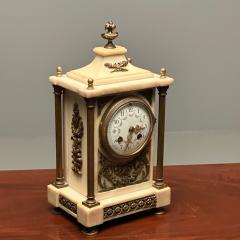 Marble and Bronze French Mantle Bracket or Table Clock France Signed - 3398021