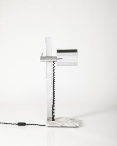 Marble and Chromed Steel Table Lamp - 3743634