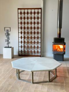 Marble and Steel Octagonal Low Table - 2201445