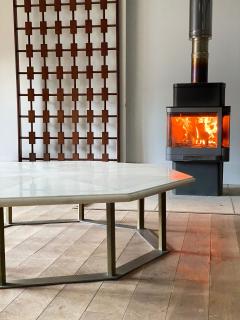 Marble and Steel Octagonal Low Table - 2201454