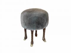 Marc Bankowsky Stool goat leg by Marc Bankowsky in patinated bronze and velvet mohair - 1059326