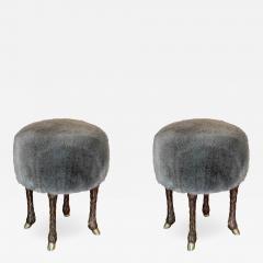 Marc Bankowsky Stool goat leg by Marc Bankowsky in patinated bronze and velvet mohair - 1059398