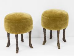 Marc Bankowsky Stool goat leg in patinated bronze and velvet by Marc Bankowsky - 1059873