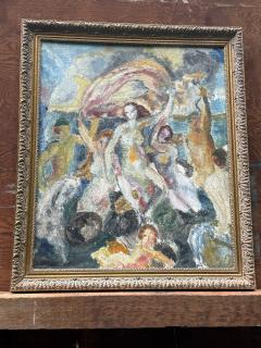 Marc Chagall ABSTRACT ALLEGORIAL NUDE LANDSCAPE PAINTING IN THE MANNER OF MARC CHAGALL - 4689581