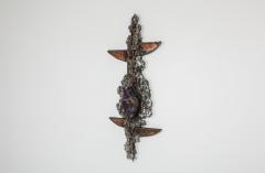 Marc D Haenens Brutalist Wall Sculpture with Amethyst Inlay by Marc D haenens 1970s - 1431195