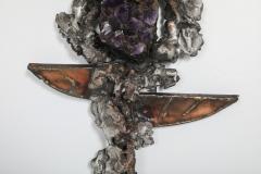 Marc D Haenens Brutalist Wall Sculpture with Amethyst Inlay by Marc D haenens 1970s - 1431197