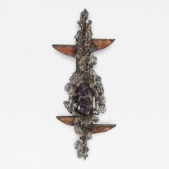 Marc D Haenens Brutalist Wall Sculpture with Amethyst Inlay by Marc D haenens 1970s - 1432525