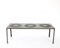 Marc D haenens Marc Dhaenens Embossed Cast Aluminum and Patinated Iron Coffee Table - 4003245