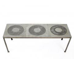 Marc D haenens Marc Dhaenens Embossed Cast Aluminum and Patinated Iron Coffee Table - 4003246