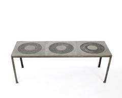 Marc D haenens Marc Dhaenens Embossed Cast Aluminum and Patinated Iron Coffee Table - 4003247