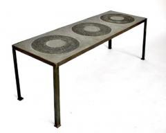 Marc D haenens Marc Dhaenens Embossed Cast Aluminum and Patinated Iron Coffee Table - 4003252