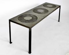 Marc D haenens Marc Dhaenens Embossed Cast Aluminum and Patinated Iron Coffee Table - 4003260