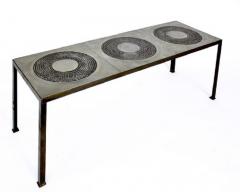 Marc D haenens Marc Dhaenens Embossed Cast Aluminum and Patinated Iron Coffee Table - 4003262