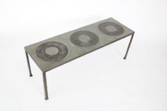 Marc D haenens Marc Dhaenens Embossed Cast Aluminum and Patinated Iron Coffee Table - 4003269