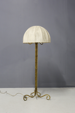 Marc Du Plantier Floor Lamp Midcentury by Marc du Plantier in Brass and Parchment 1950s - 1340729